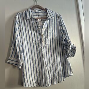 Westport Woman pin stripe button down blouse BNWT